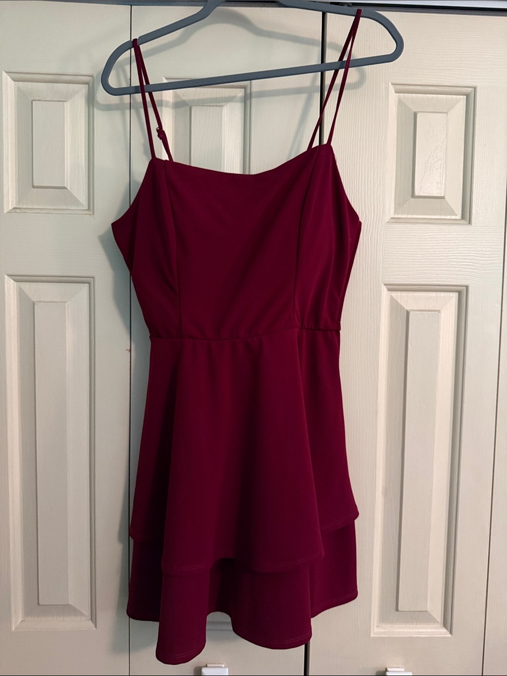 Altar’d State Burgundy Spaghetti Strap Dress with Bow Back and Side Zipper